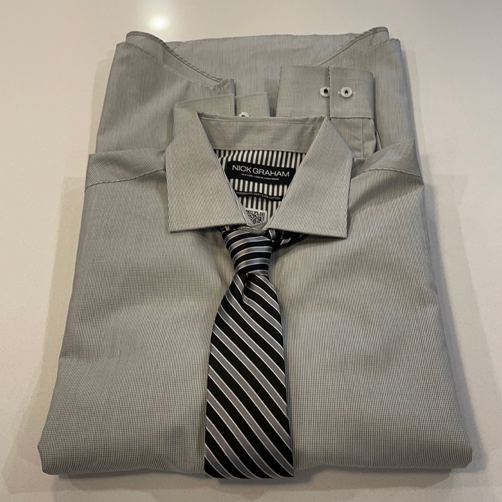 Nick Graham dress shirt and tie 16-16 1/2 34-35